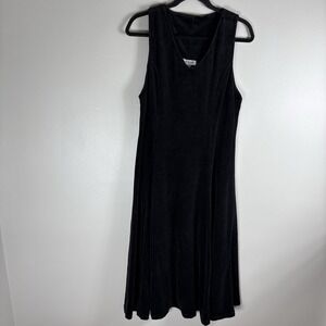 Ellen Ashley Women's Medium Black ‎ V Neck Fit And Flare Pullover Maxi Dress